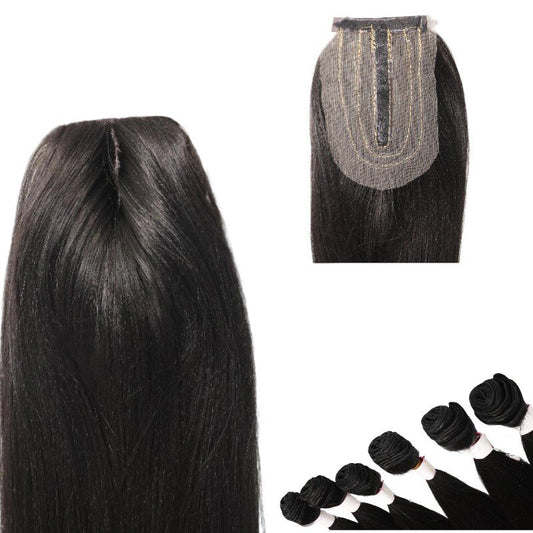 Prótesis de cabello lacio color NEGRO de 63cms para ocultar la calvicie - Lo puedes tinturar, rizar o alisar.