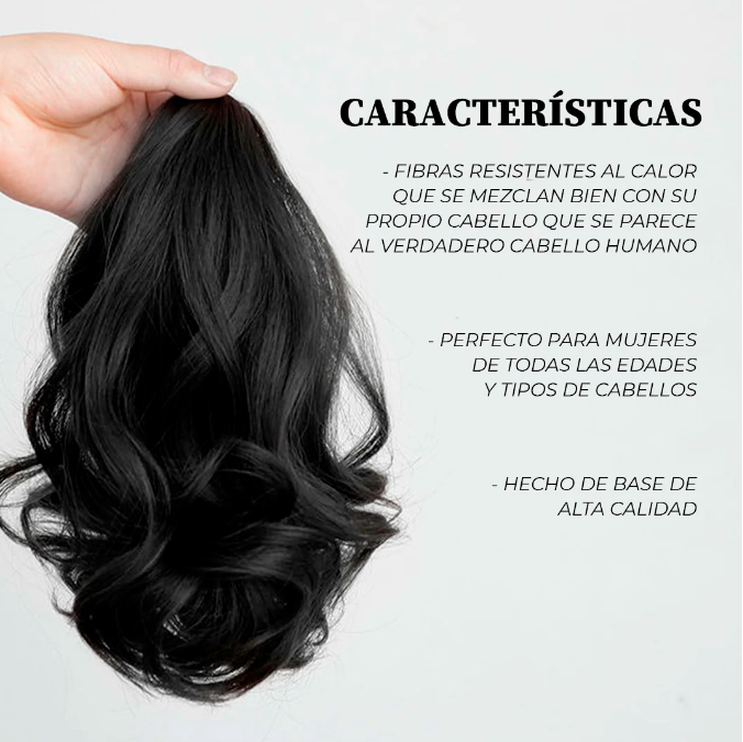 Extensión de cabello CASTAÑO CLARO en cola de caballo - Mide 22cms e incluye gancho