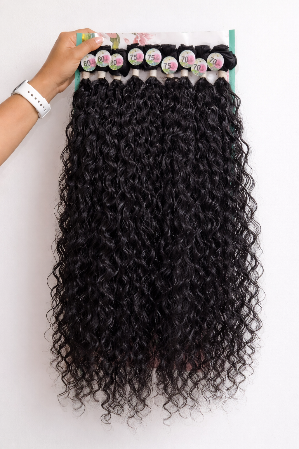 Extensiones crespas de cabello orgánico x9 moños- Miden 80cms y son lavables