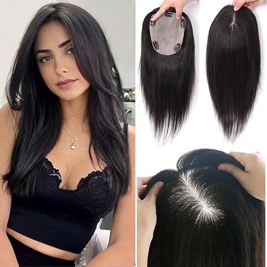 Prótesis capilar base con flequillo para ocultar la calvicie - Lo puedes tinturar, rizar o alisar