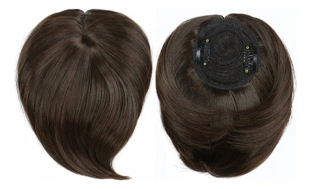 Prótesis capilar base con flequillo para ocultar la calvicie - Lo puedes tinturar, rizar o alisar