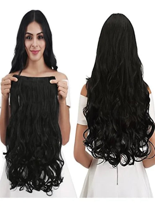 Extensión de clip ondulada de cabello semi humano - Mide 27cms de ancho y 65cms de largo (Se pueden planchar)