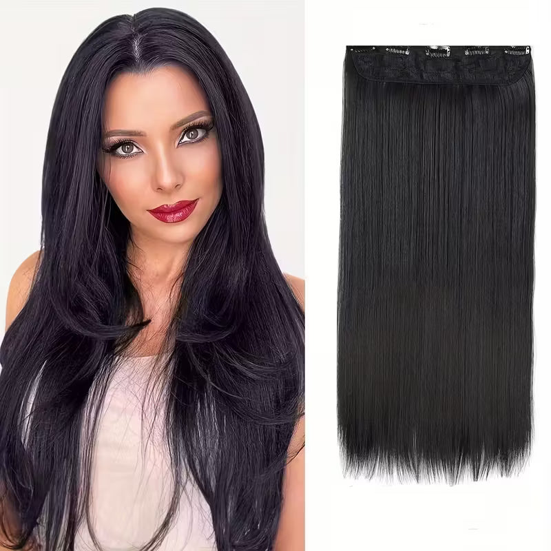 Extensión de cabello LACIO abundante - Mide 60cms de largo x 24cms de ancho y tiene 5 pinzas para asegurar al cabello real