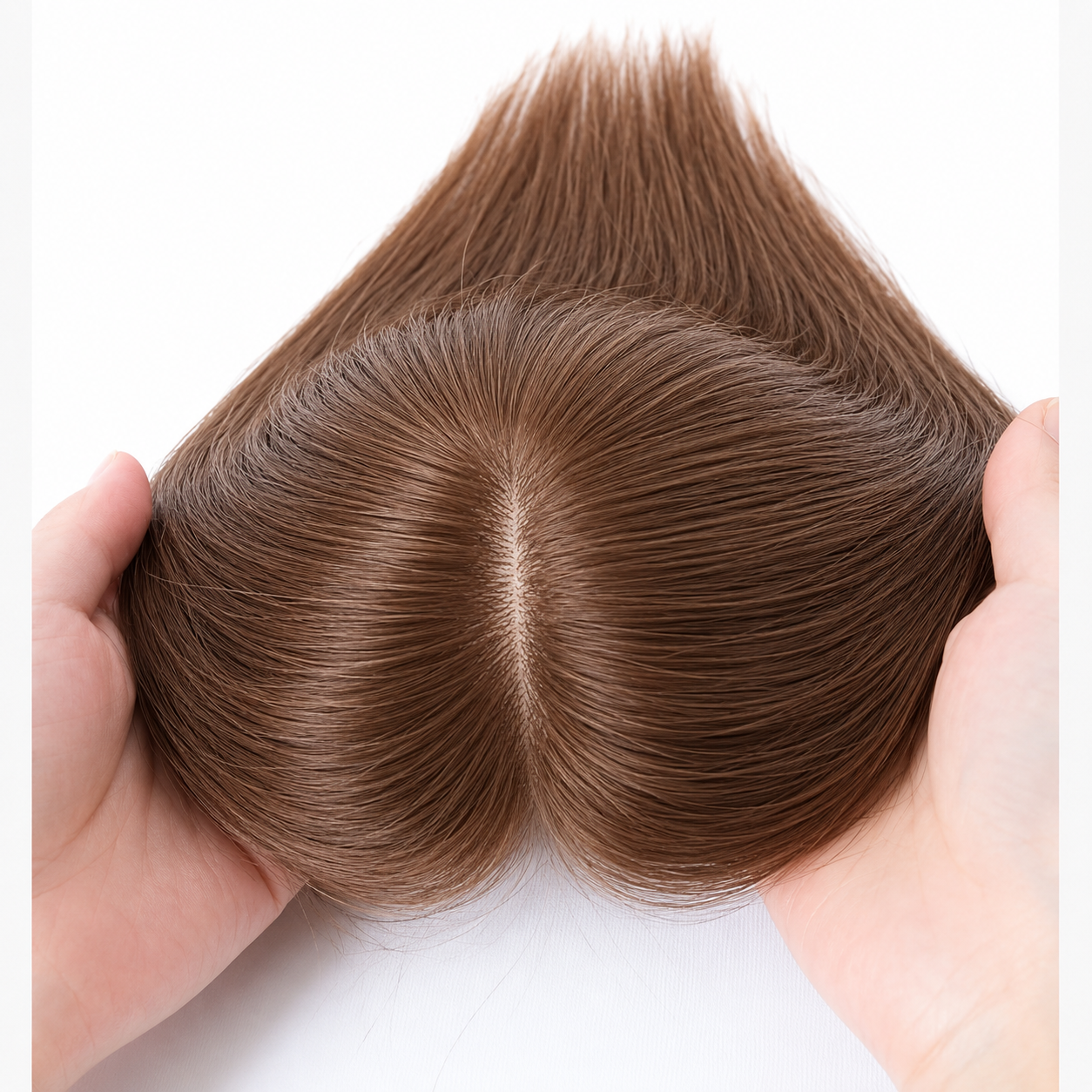Prótesis capilar central 25 cm de cabello orgánico con flequillo para ocultar la calvicie
