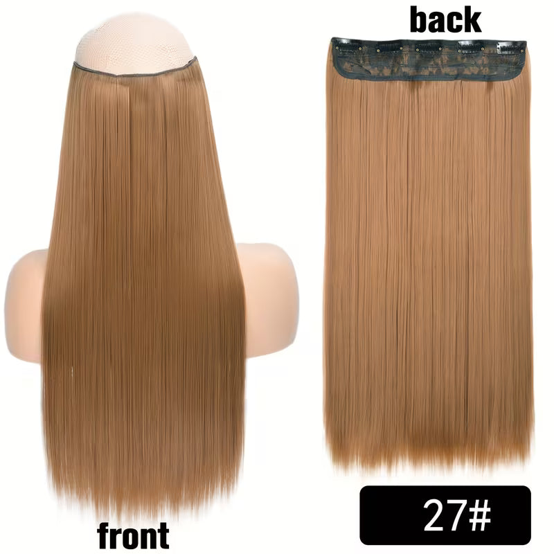 Extensión de cabello LACIO abundante - Mide 60cms de largo x 24cms de ancho y tiene 5 pinzas para asegurar al cabello real