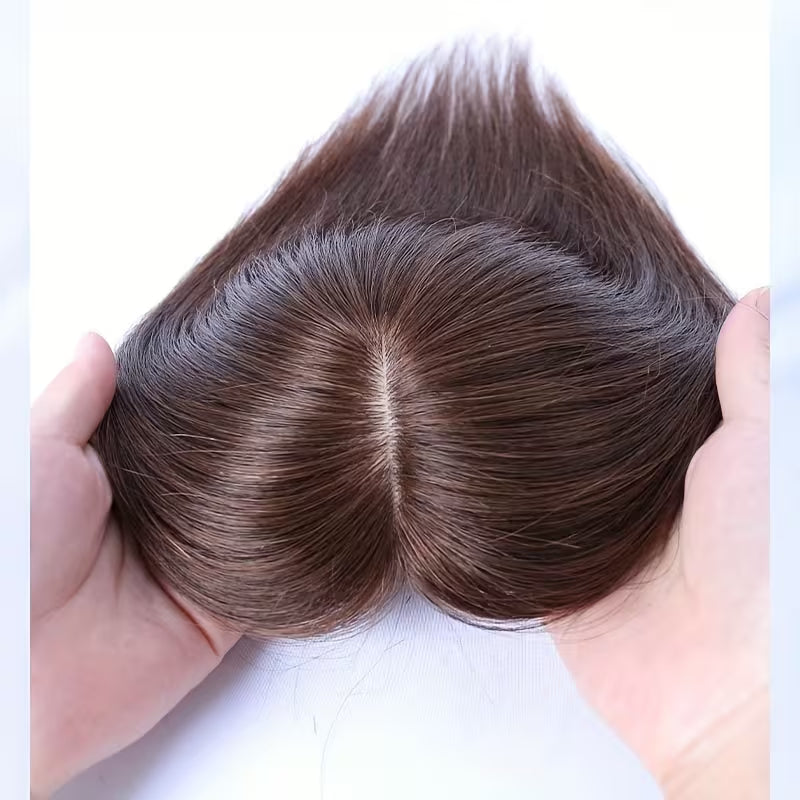 Prótesis capilar central 25 cm de cabello orgánico con flequillo para ocultar la calvicie