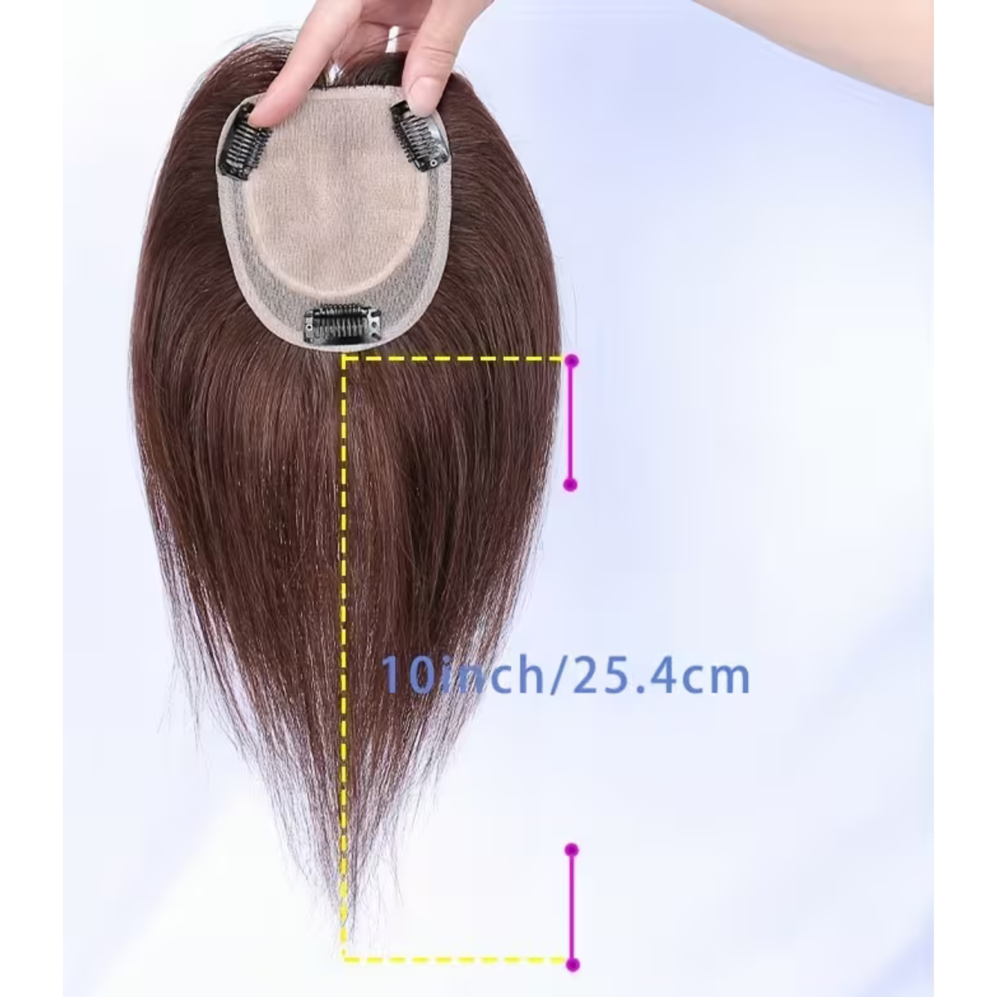 Prótesis capilar central 25 cm de cabello orgánico con flequillo para ocultar la calvicie